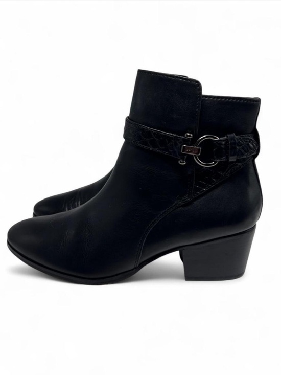 Coach Shoes - Coach Paulina ankle boots in black leather, embossed snake belt detail, 8.5
